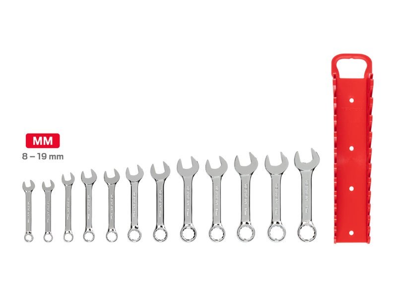 TEKTON Stubby Combination Wrench Set with Holder, 12-Piece (8 - 19 mm) | WRN01170 - Image 3